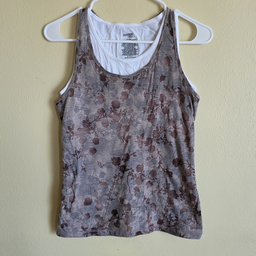 Danskin Now Layered Athletic Tank Tops   Two Seperate Shirts Casual Racerback